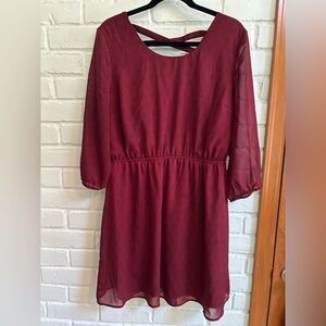 Maurices Deep Red Long Sleeve Dress